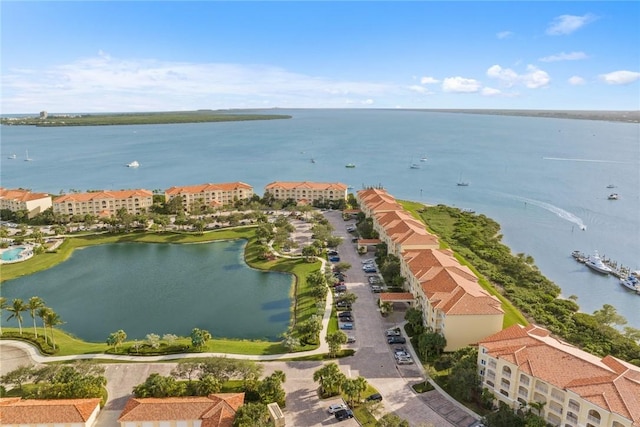 bird's eye view featuring a water view