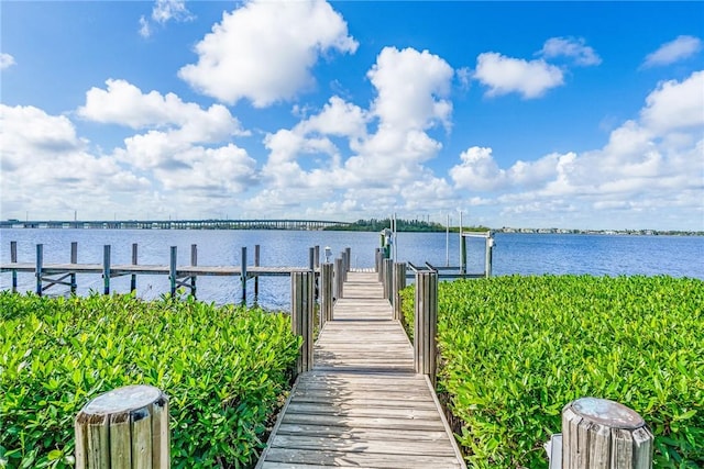 dock area featuring a water view