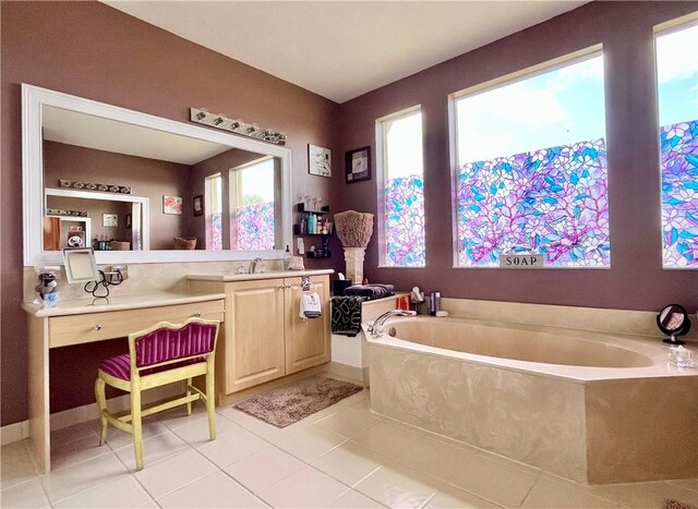 bathroom with tile patterned floors, vanity, and toilet