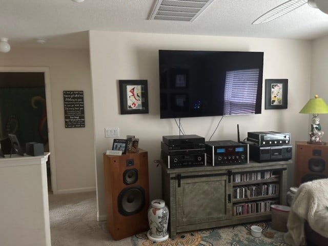 living room with carpet floors