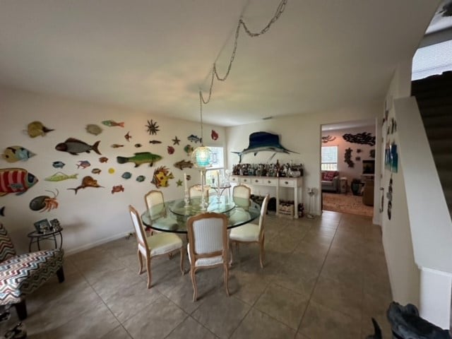 view of tiled dining room