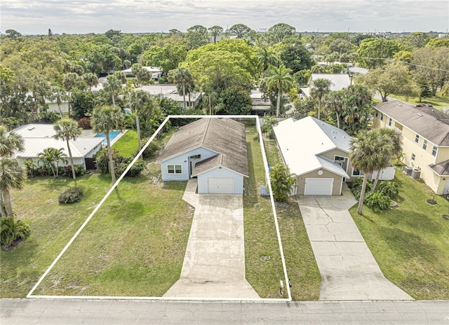 aerial view with a residential view