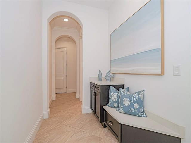 4520 Jacqueline Mnr, Vero Beach, FL 32968 - hallway with arched walkways and baseboards