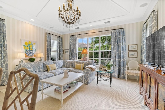 interior space featuring a notable chandelier