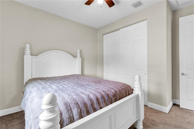 765 Fortunella Cir SW, Vero Beach, FL 32968 - bedroom featuring carpet flooring, a closet, baseboards, and a ceiling fan