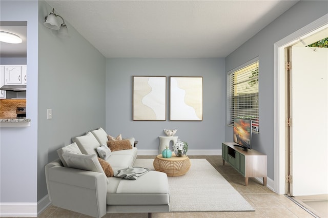 view of tiled living room