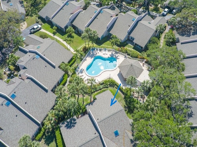 drone / aerial view featuring a residential view