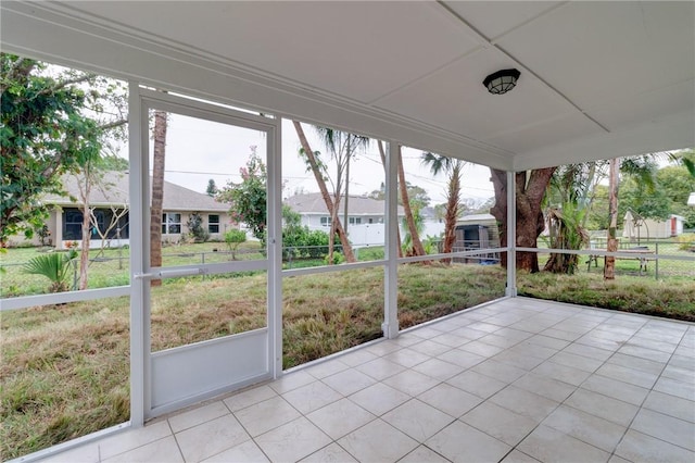 view of unfurnished sunroom