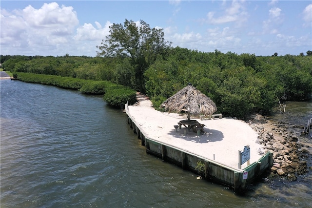 dock area featuring a water view