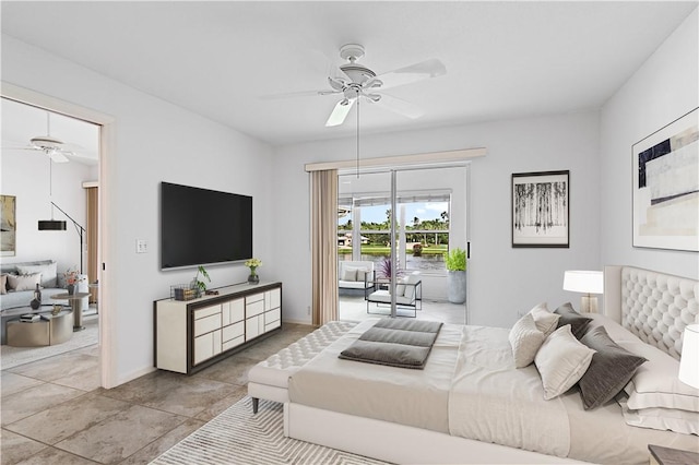 bedroom featuring ceiling fan