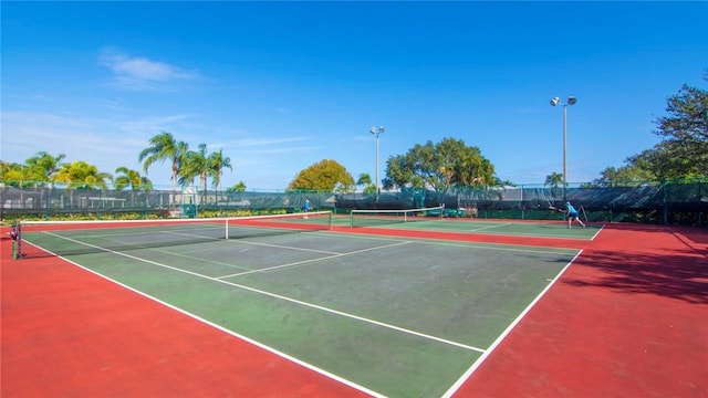 view of tennis court with basketball court