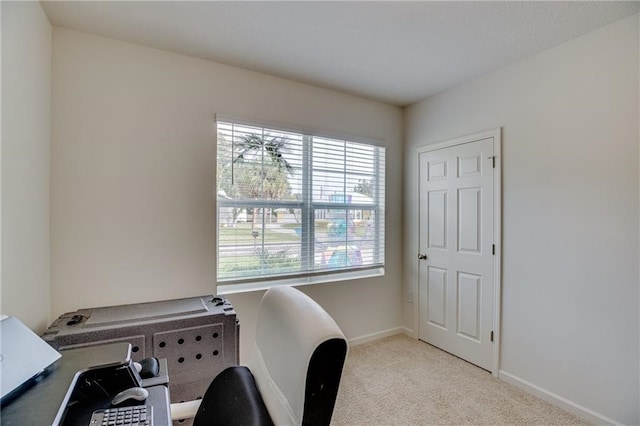 view of carpeted home office