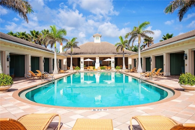 view of pool featuring a patio area