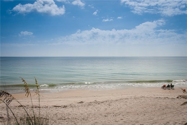 view of water feature with a view of the beach