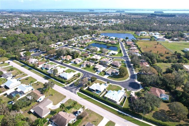 bird's eye view featuring a water view