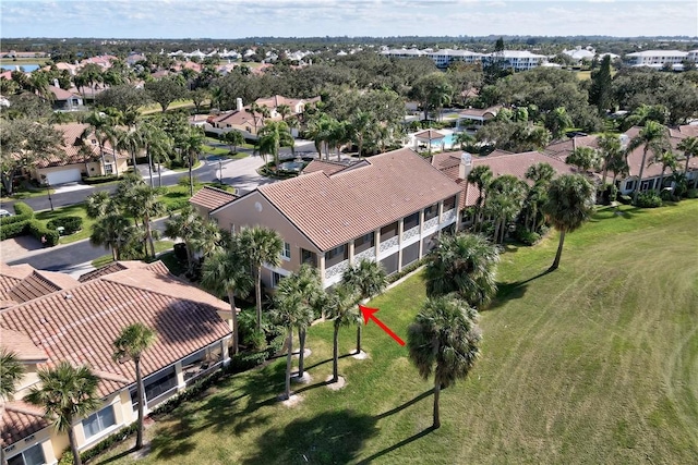 drone / aerial view with a residential view