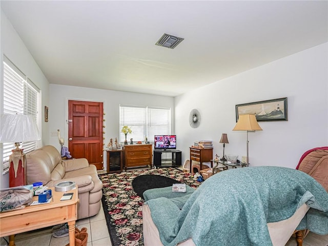 view of tiled living area