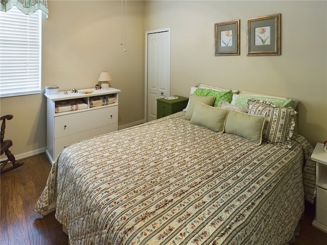 bedroom featuring dark wood-type flooring