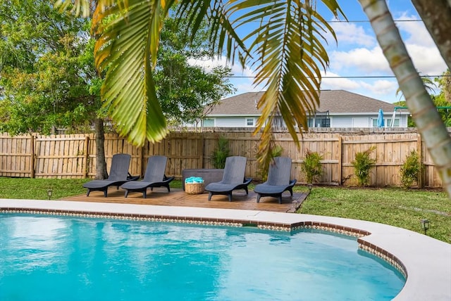 view of pool with a fenced in pool and a fenced backyard