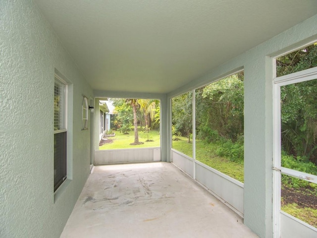 view of unfurnished sunroom