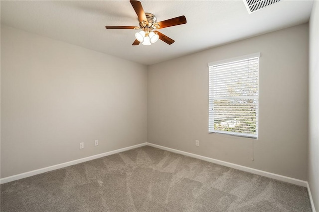 8157 Westfield Cir, Vero Beach, FL 32966 - empty room with ceiling fan, carpet floors, visible vents, and baseboards