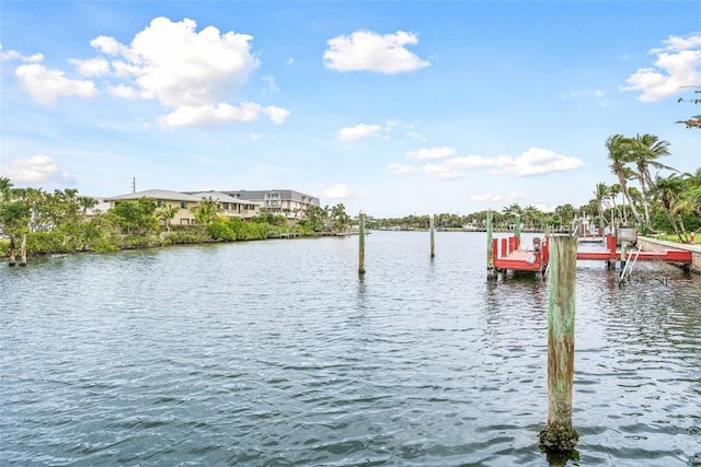 view of dock featuring a water view