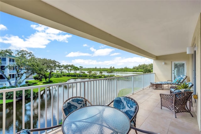 balcony with a water view