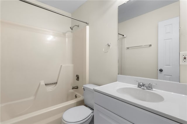 full bathroom with vanity, toilet, and bathtub / shower combination