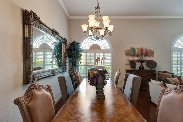 1781 Belmont Cir SW, Vero Beach, FL 32968 - dining space with a chandelier, plenty of natural light, and ornamental molding