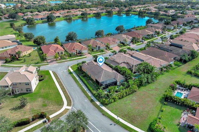 bird's eye view featuring a water view