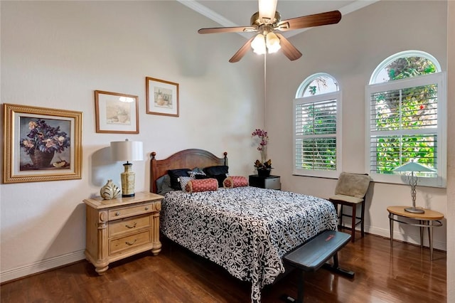 1781 Belmont Cir SW, Vero Beach, FL 32968 - bedroom featuring dark wood-style flooring and a ceiling fan