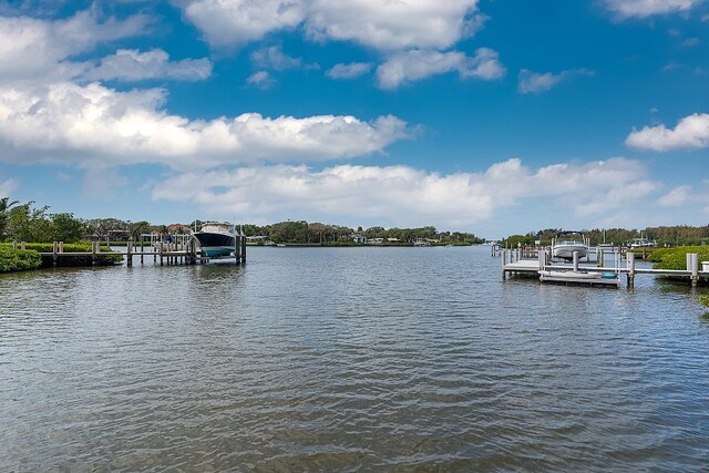 dock area featuring a water view