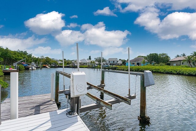 dock area with a water view