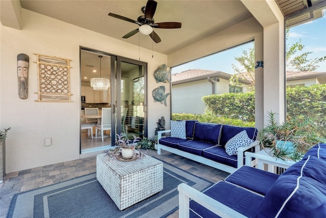 view of patio / terrace with an outdoor hangout area and ceiling fan