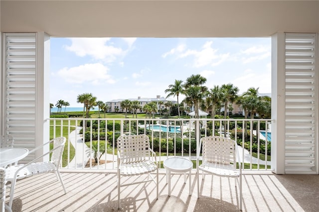 balcony with a water view