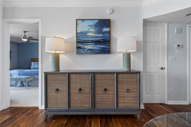 3554 Ocean Dr Unit 403S, Vero Beach, FL 32963 - bedroom featuring ornamental molding and dark wood-style flooring
