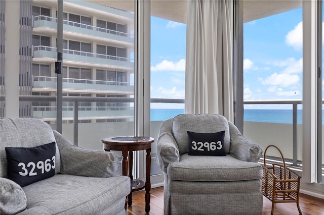 3554 Ocean Dr Unit 403S, Vero Beach, FL 32963 - sitting room with wood finished floors and a water view