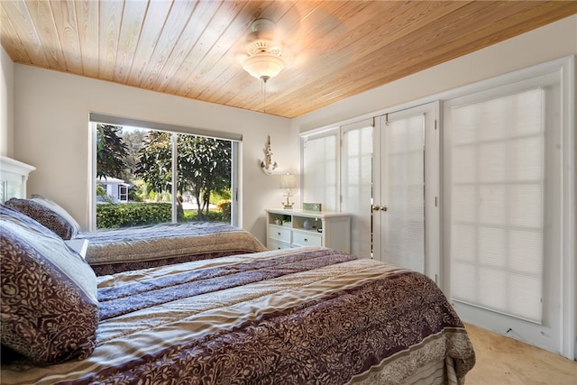 bedroom featuring wooden ceiling