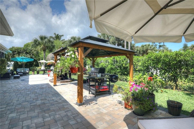 view of patio / terrace featuring a gazebo