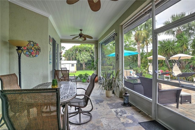 sunroom / solarium with wooden ceiling