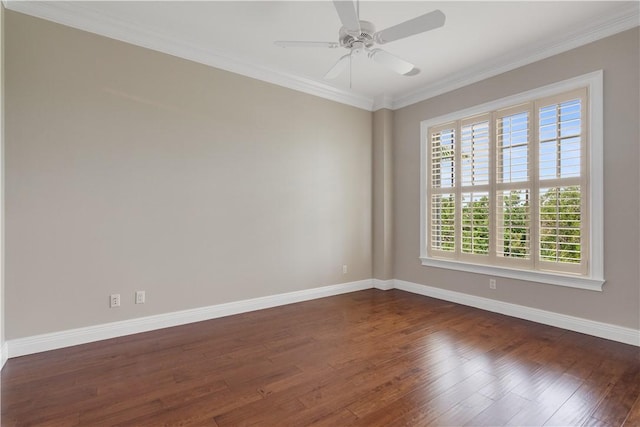 104 Island Plantation Ter Unit 304, Vero Beach, FL 32963 - unfurnished room featuring ceiling fan, dark wood finished floors, baseboards, and ornamental molding