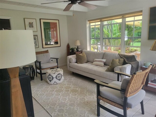2136 33rd Ave, Vero Beach, FL 32960 - living area featuring a ceiling fan and light tile patterned floors