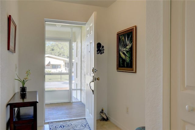 doorway featuring light hardwood / wood-style floors