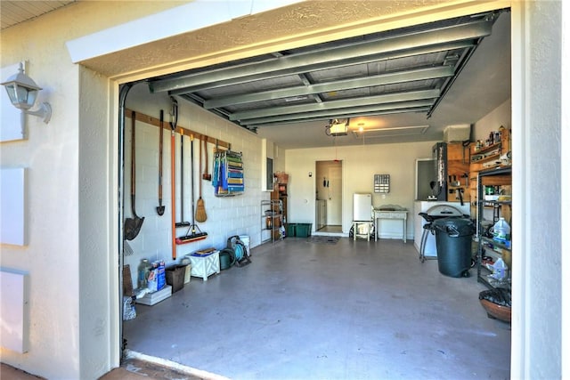 garage with a garage door opener