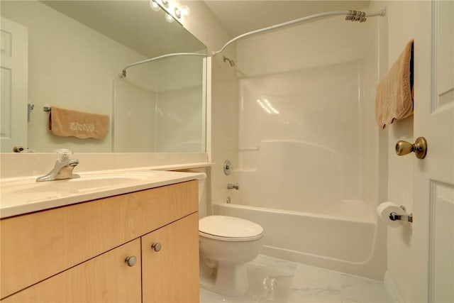 full bathroom featuring vanity, toilet, and shower / bathtub combination