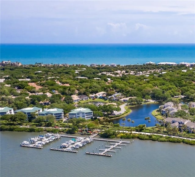 bird's eye view featuring a water view