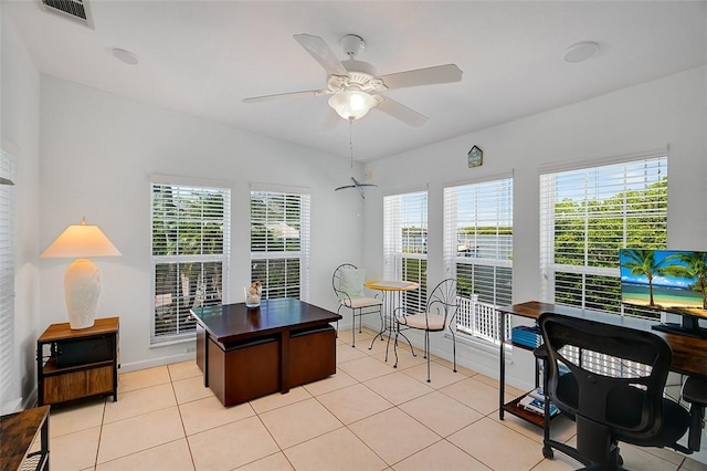 5367 Montego Cir, Hutchinson Island, FL 34949 - office area with ceiling fan, light tile patterned floors, and baseboards