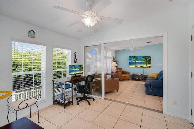 5367 Montego Cir, Hutchinson Island, FL 34949 - office space featuring ceiling fan, light tile patterned floors, and baseboards