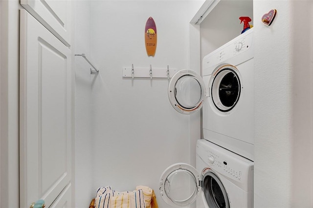 5367 Montego Cir, Hutchinson Island, FL 34949 - laundry area featuring estacked washer and dryer
