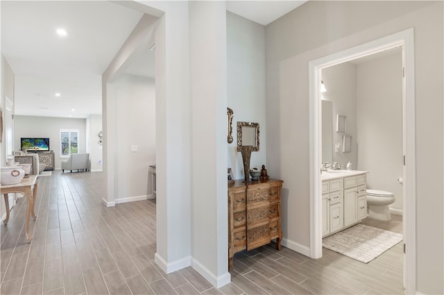 hall featuring light hardwood / wood-style flooring